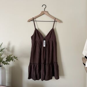 NWT Garage Brown Tiered Mini Dress
